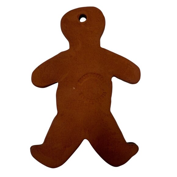 Ned Foltz Pottery Redware Gingerbread Man Ornament Brown Yellow Glaze Christmas - Picture 2 of 5